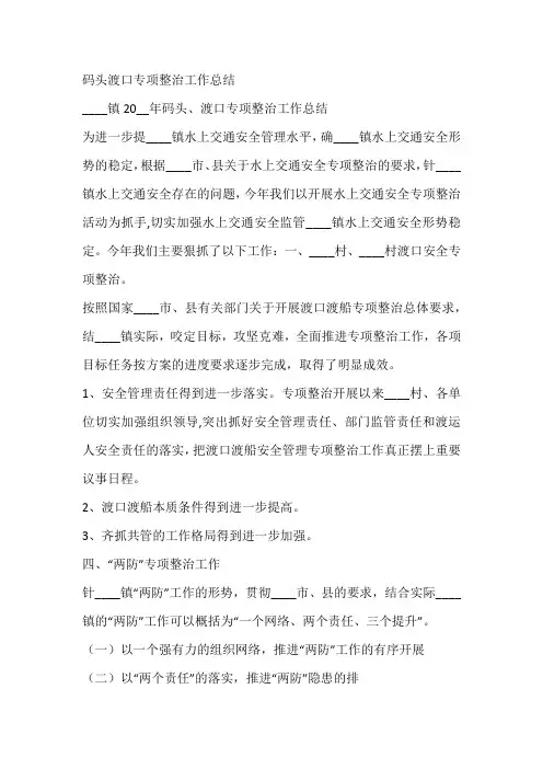 码头渡口专项整治工作总结