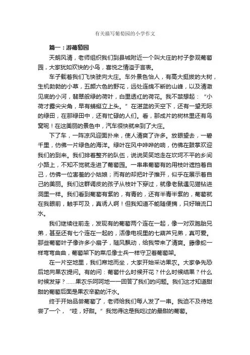 有关描写葡萄园的小学作文_作文2200字_描写水果的作文_