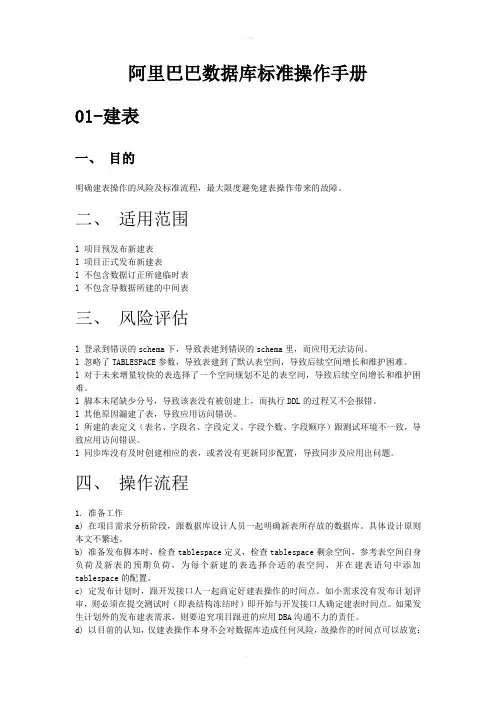 阿里巴巴数据库操作手册