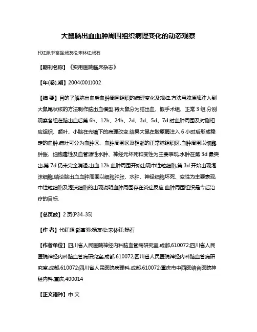 大鼠脑出血血肿周围组织病理变化的动态观察
