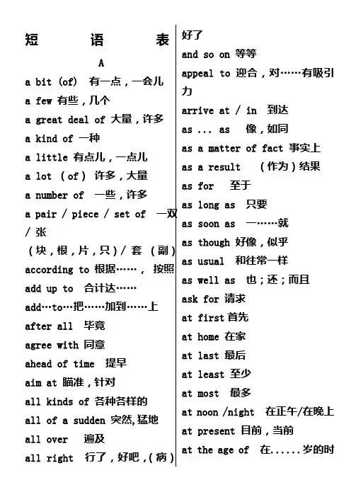 普通高中学业水平考试英语考试大纲词汇