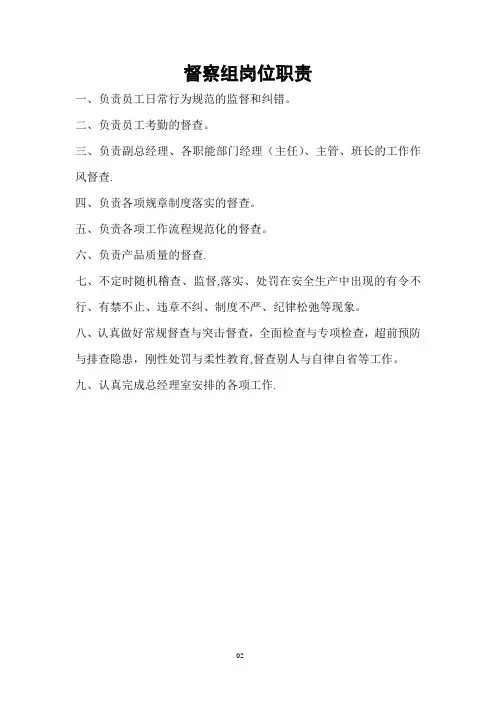 督察组岗位职责