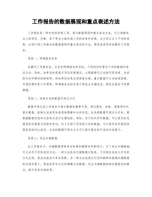 工作报告的数据展现和重点表述方法