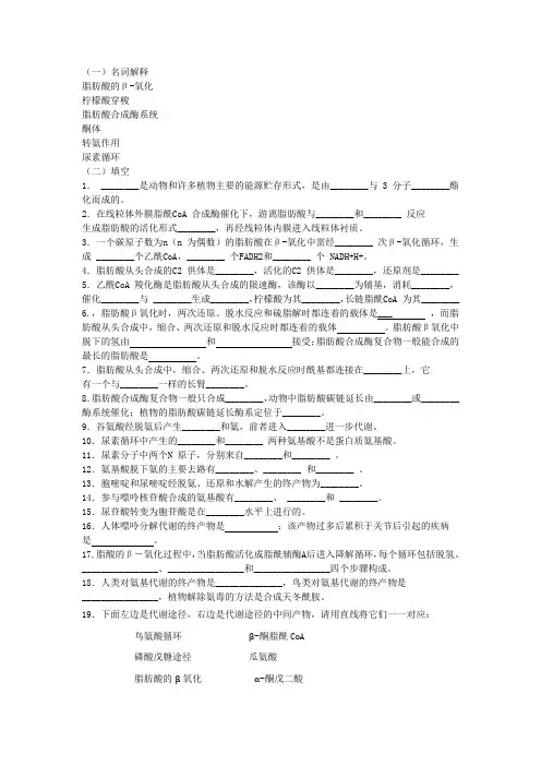 脂类氨基酸核酸代谢习题