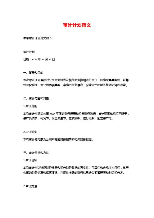 审计计划范文