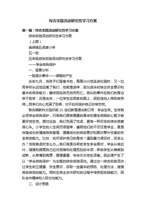 综合实践活动研究性学习方案