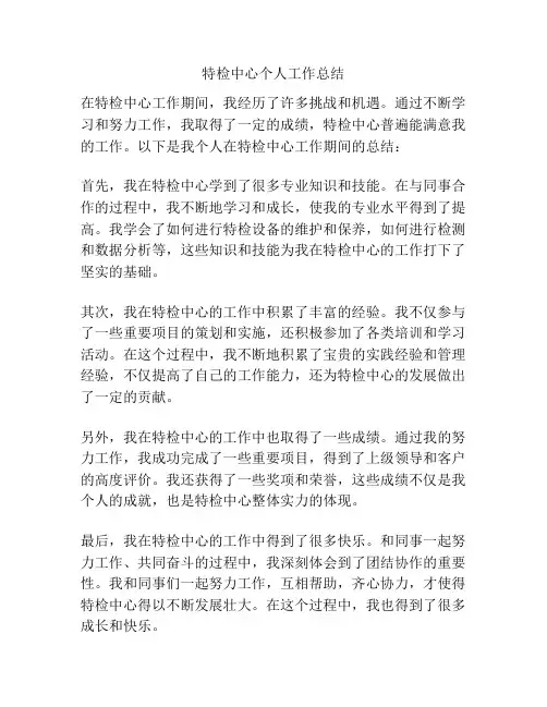 特检中心个人工作总结