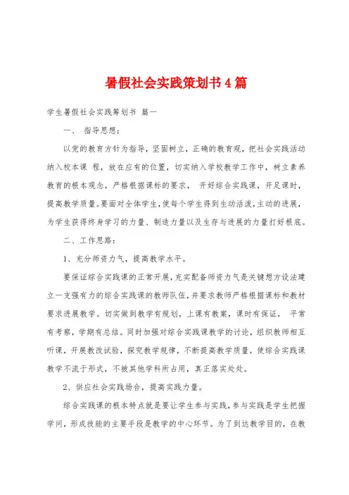 暑假社会实践策划书4篇