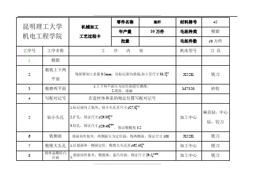 发动机连杆-工艺过程卡、工序卡(新版)