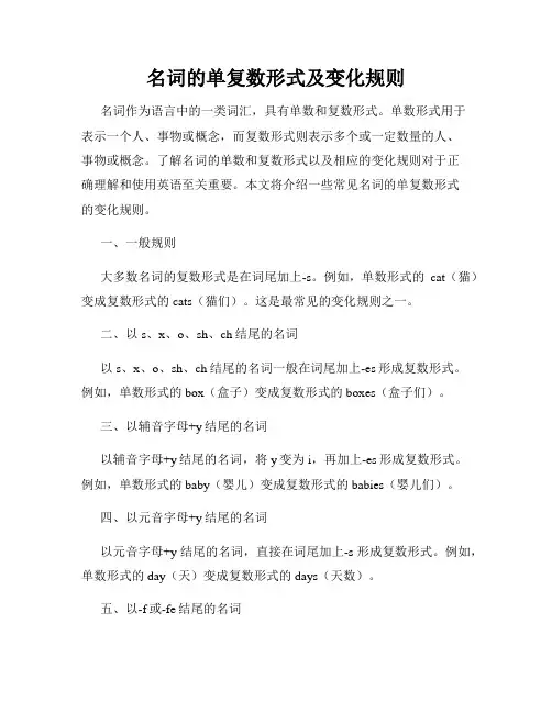 名词的单复数形式及变化规则