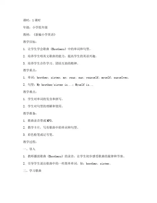兄弟英语儿歌教案模板小学