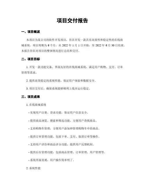 项目交付报告