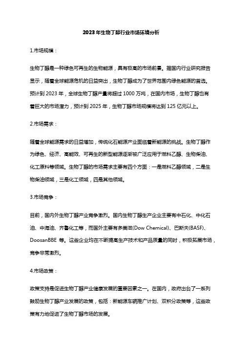 2023年生物丁醇行业市场环境分析
