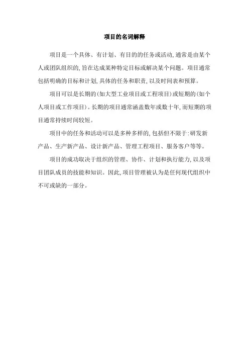项目的名词解释