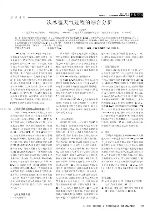 一次冰雹天气过程的综合分析