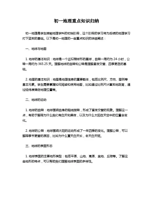 初一地理重点知识归纳