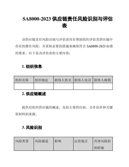 SA8000-2023供应链责任风险识别与评估表