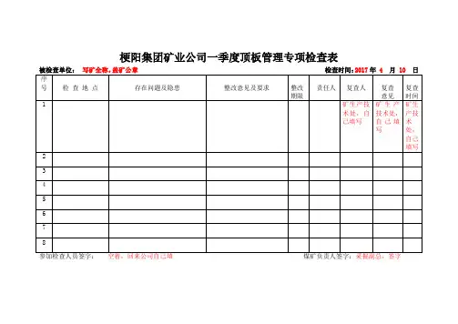 顶板管理专项检查表