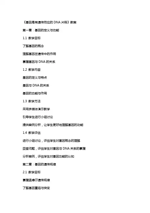 《基因是有遗传效应的DNA片段》教案