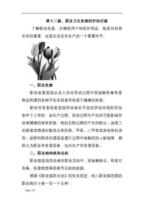 职业卫生危害防护知识
