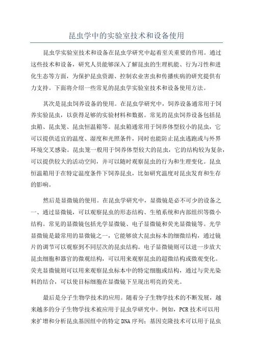 昆虫学中的实验室技术和设备使用