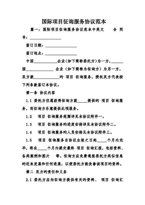 国际项目咨询服务合同范本
