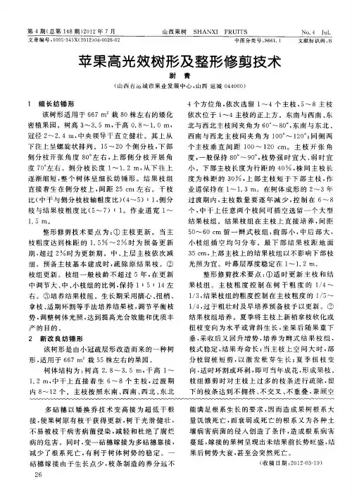 苹果高光效树形及整形修剪技术