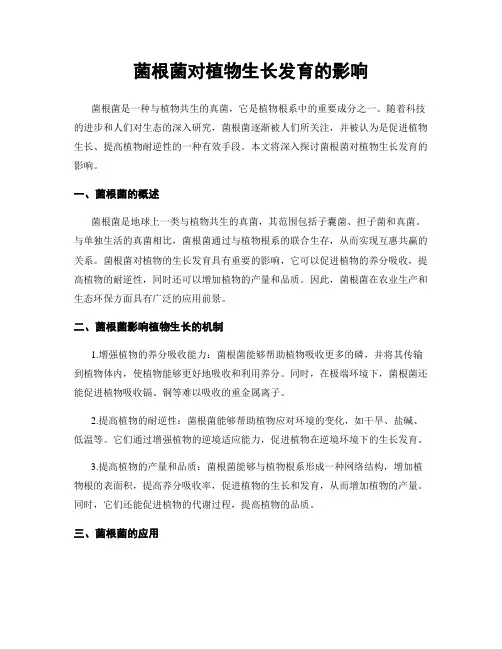 菌根菌对植物生长发育的影响