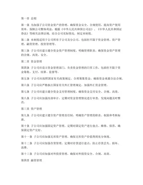 子公司资金资产管理制度