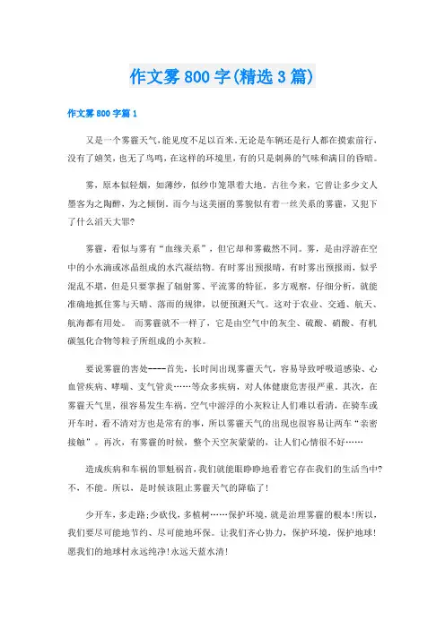 作文雾800字(精选3篇)