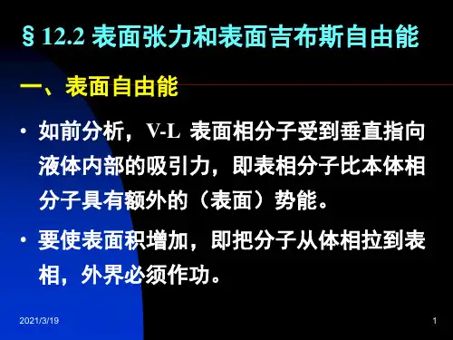 物理化学：12.02 表面张力和表面(吉布斯)自由能