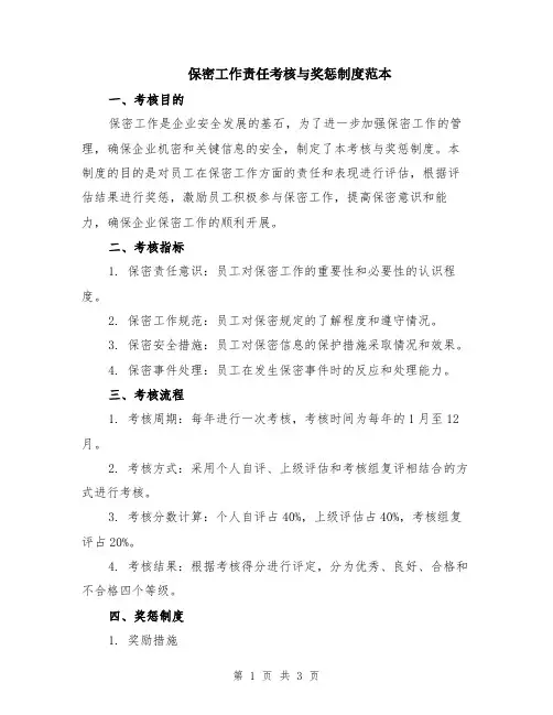 保密工作责任考核与奖惩制度范本