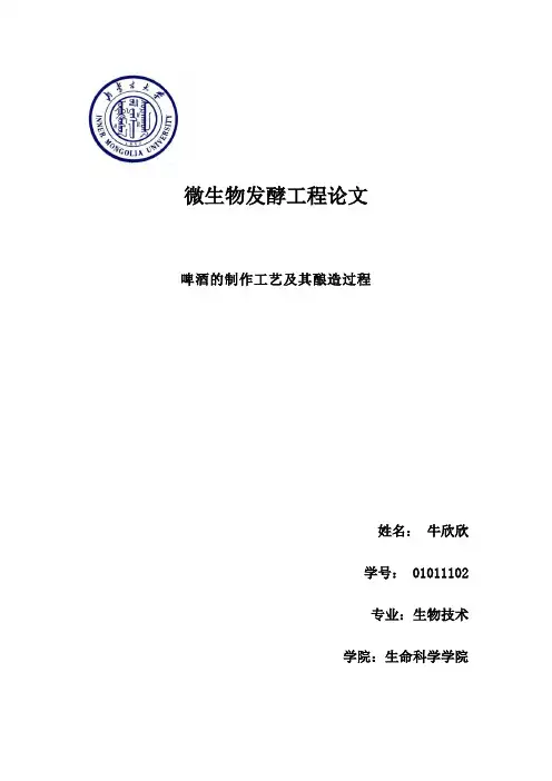 啤酒的制作工艺及其酿造过程