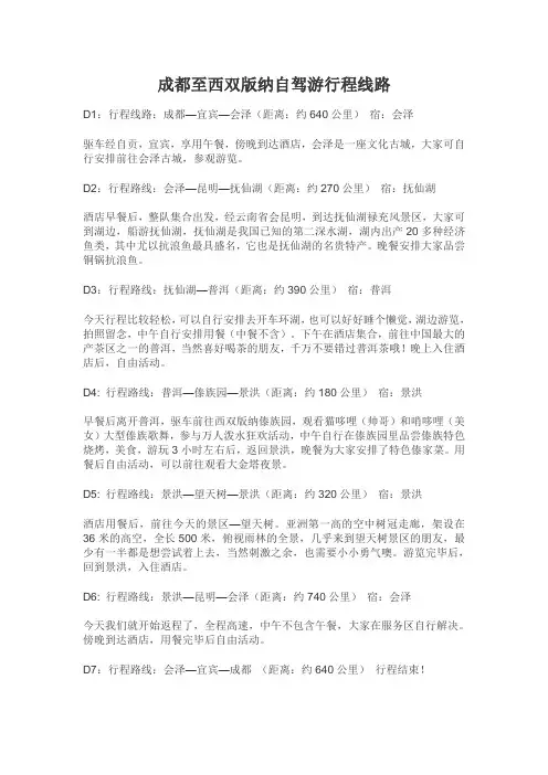 成都到版纳自驾路线(3条线路)