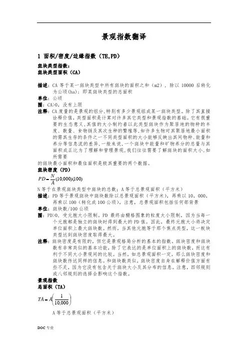 景观指数翻译