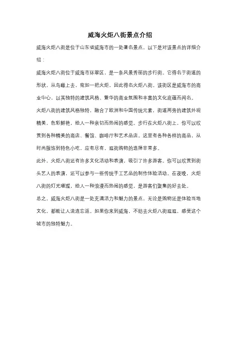 威海火炬八街景点介绍