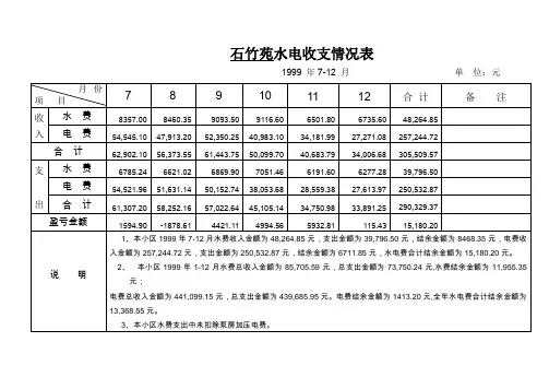 收支统计表