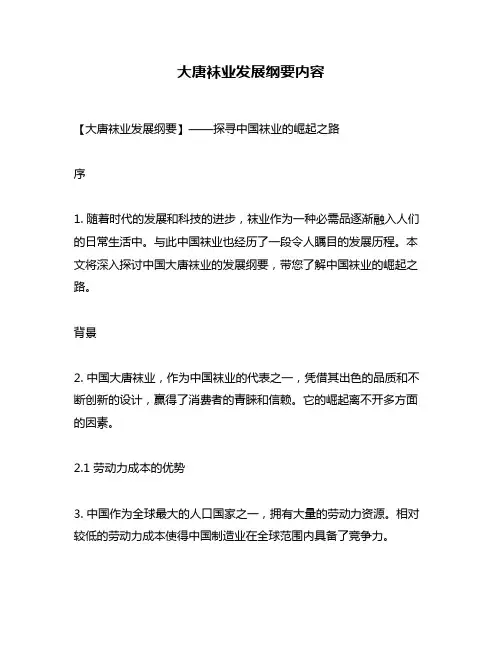 大唐袜业发展纲要内容
