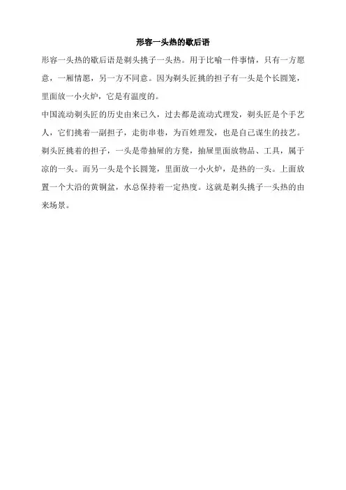 形容一头热的歇后语
