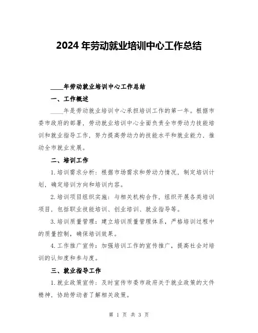 2024年劳动就业培训中心工作总结