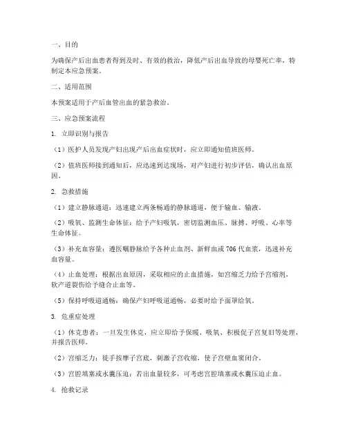 产后血管出血应急预案