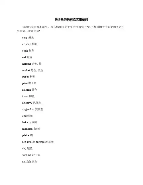 关于鱼类的英语实用单词