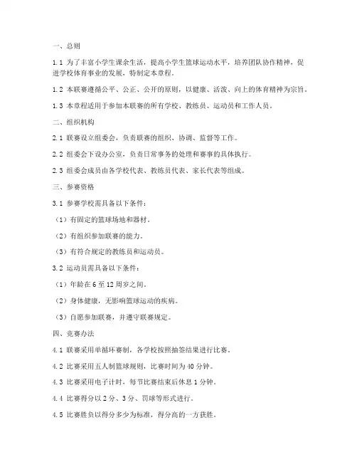 小学生篮球联赛章程模板