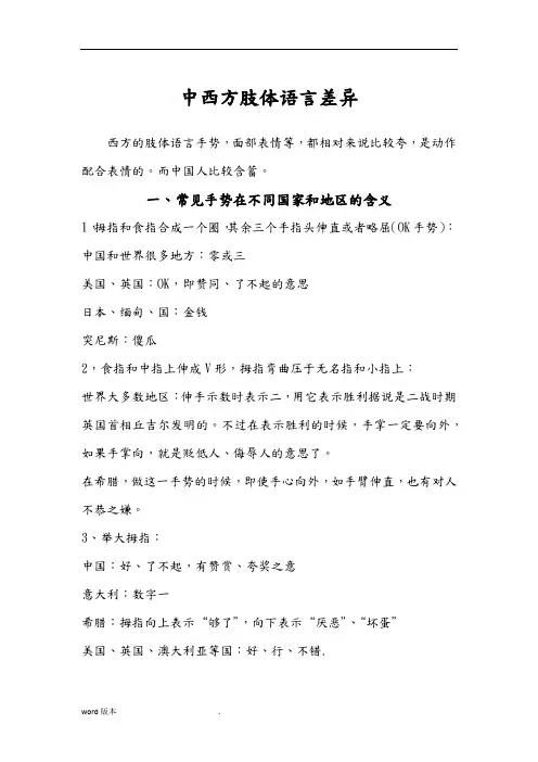 中西方肢体语言差异-Vivian