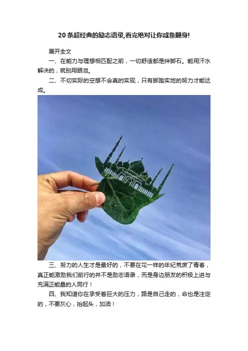 20条超经典的励志语录,看完绝对让你咸鱼翻身!