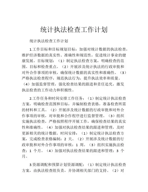 统计执法检查工作计划