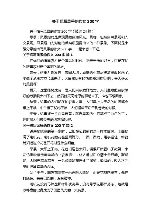 关于描写风景的作文200字（精选24篇）