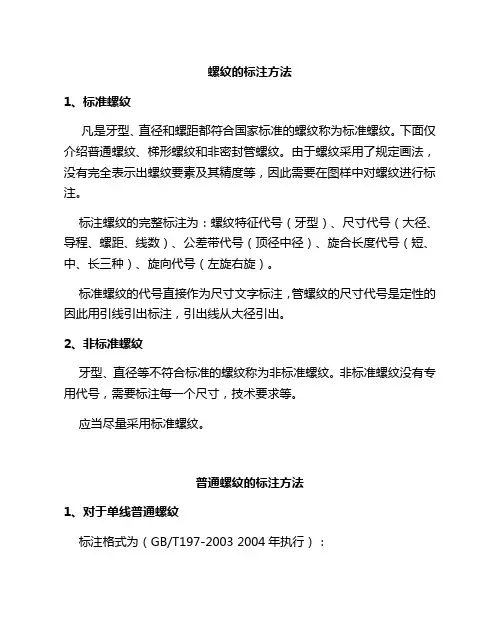 螺纹的标注方法