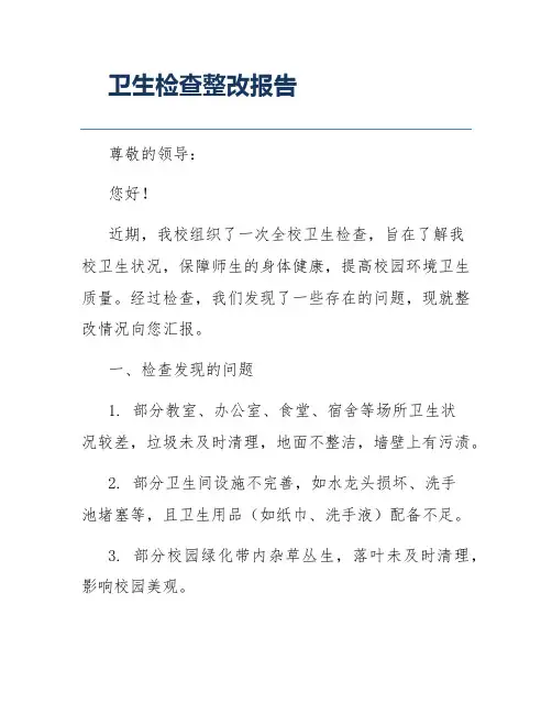 卫生检查整改报告