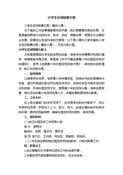 小学生足球联赛方案（精选9篇）